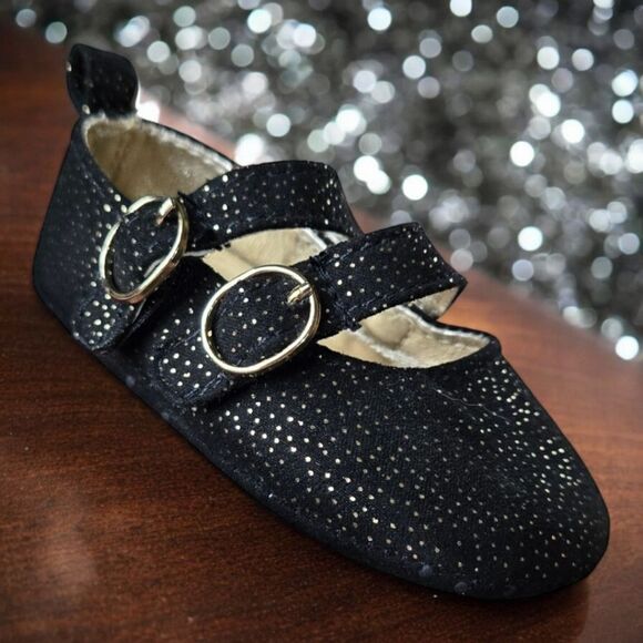Carter's Glitter Mary Jane Crib Shoes Baby Girl 0-3M Newborn Black Formal Dressy - Picture 3 of 10